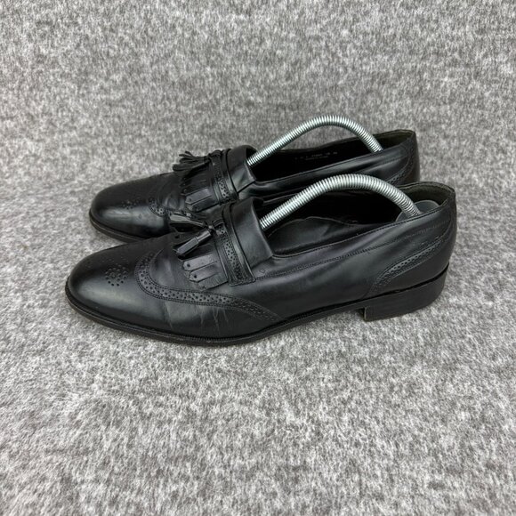 ✅VTG French Shriner Mens 10M Black Leather Wingtip Kiltie Tassel Loafers Classic main image 6